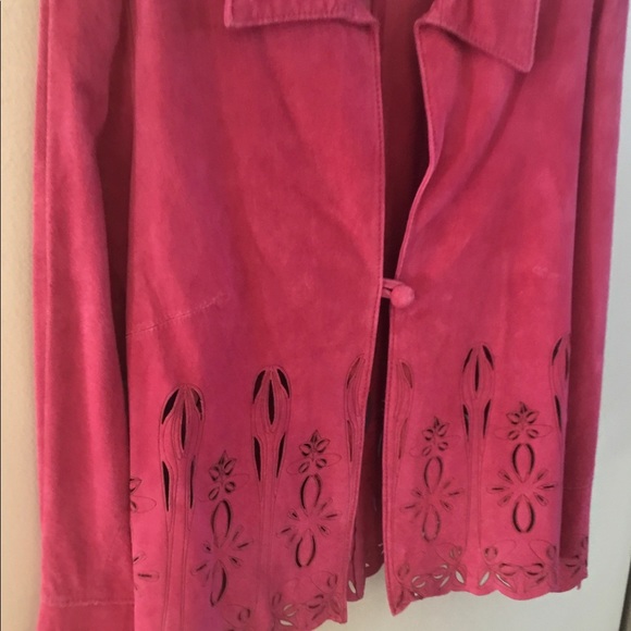 ☃️ Pink Suede Jacket Top Size M - Picture 5 of 13
